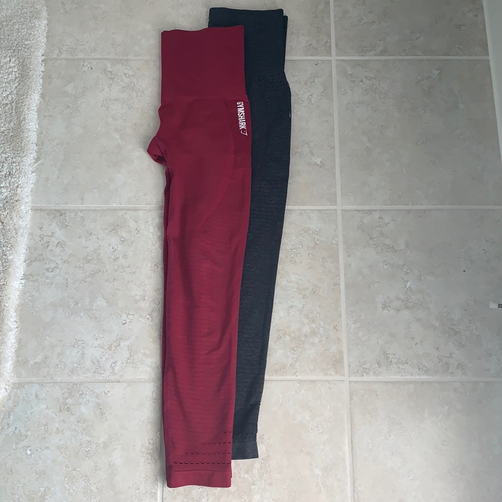 Two Gymshark Leggings in Gray & Wine